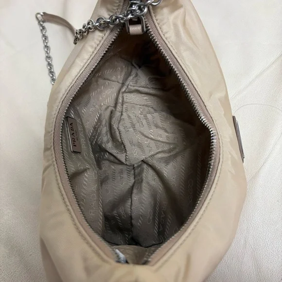 PRADA Re Edition Nylon 2006 Tessuto Beige Small Crescent Moon Bag - Picture 7 of 15